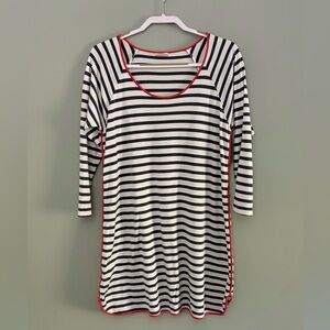 LAKE Pima Cotton Breton Stripe Knit Shift Dress Size L